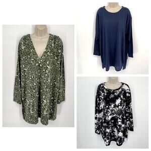 Jenni NWT Women's 3 Pack Bundle Sleep Shirts Size L Black, Green, Navy Blue